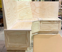 Load image into Gallery viewer, Mission Style Banquette- Corner Bench Seat with Storage - Raw Unfinished (Copy)