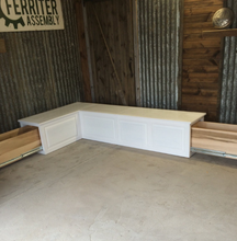 Load image into Gallery viewer, Custom White Banquette- Corner Bench Seat with Storage Drawers